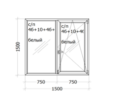 Окно WHS 60 (4_камерный профиль) 1500 x 1500 мм ( с/п 4б+10+4б+10+4и  )